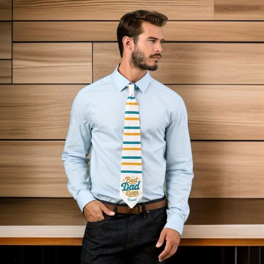 Beste vader ooit | Retro gepersonaliseerde Vaderda Stropdas