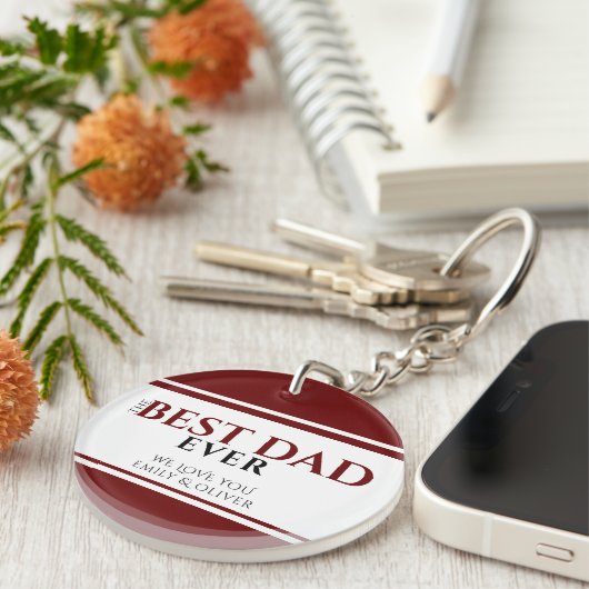 Beste vader ooit rode streep vaders dag Keepasje Sleutelhanger (Voorkant Rechts)