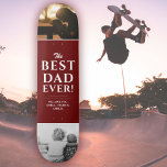 Beste vader ooit rode vaderdag 2 fotocollage persoonlijk skateboard<br><div class="desc">Modern Best Dad Ever Red Father's Day 2 Photo Collage skateboard met namen. Trendy witte typografie is op een donkerrode achtergrond. Voeg 2 favoriete foto's en uw namen toe in het zoete bericht. Dit moderne skateboard op maat is een perfect cadeau voor een vader of een nieuwe vader op Vaderdag,...</div>