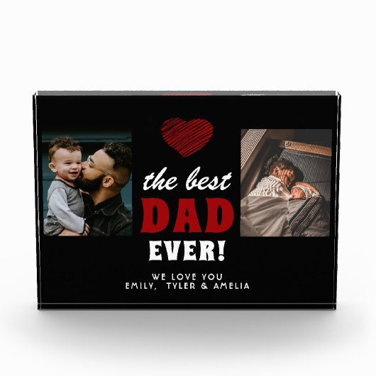 Beste vader ooit rood hart zwart 2 fotoblokken (Voorkant)