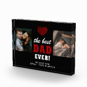 Beste vader ooit rood hart zwart 2 fotoblokken (Rechts)