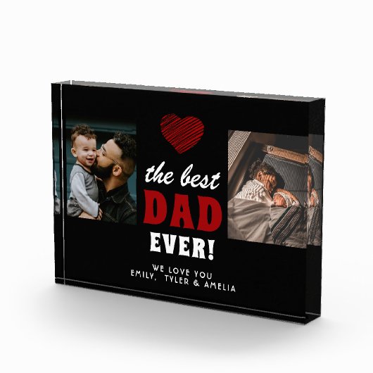 Beste vader ooit rood hart zwart 2 fotoblokken (Rechts)