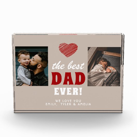 Beste vader ooit rood hart zwart 2 fotoblokken (Voorkant)