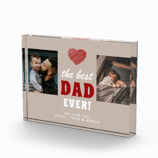 Beste vader ooit rood hart zwart 2 fotoblokken (Rechts)