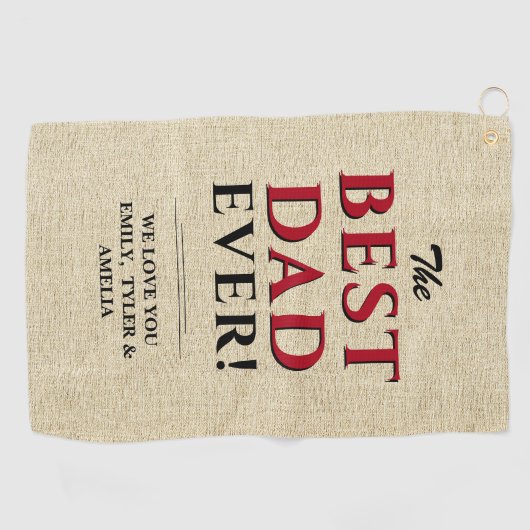 Beste vader ooit Rustic Beige Typografie vader Golfhanddoek (Horizontaal)