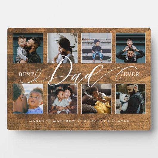 Beste vader ooit rustieke houtnerf fotocollage fotoplaat (voorkant)