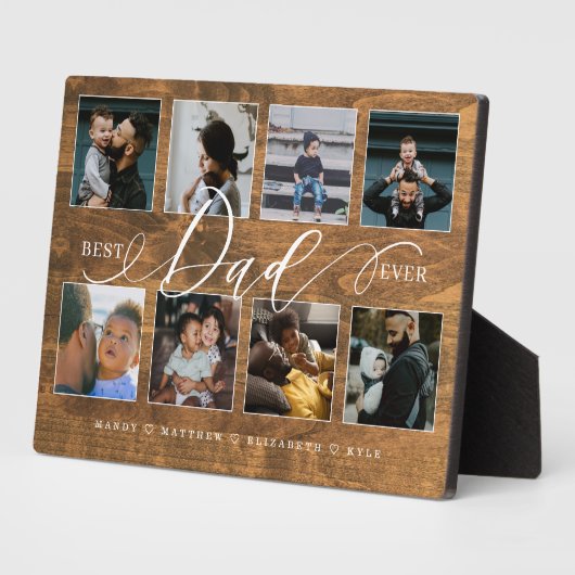 Beste vader ooit rustieke houtnerf fotocollage fotoplaat (Zijkant)