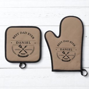 Beste vader ooit Rustieke Vaderdag Grillmaster Ovenwant & Pannenlap Set