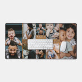 Beste Vader Ooit Rustieke Woodgrain Fotocollage Bureaumat (Keyboard & Muis)