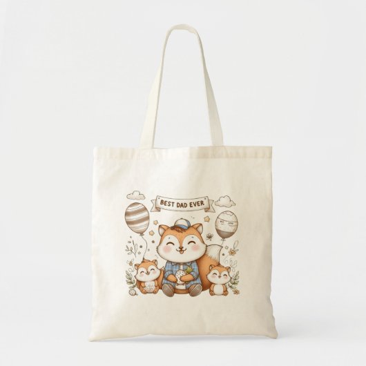 Beste vader ooit schattige vossen tote bag (Voorkant)