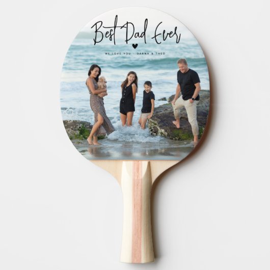 Beste vader ooit script 2x Foto Tafeltennisbatje (Achterkant)