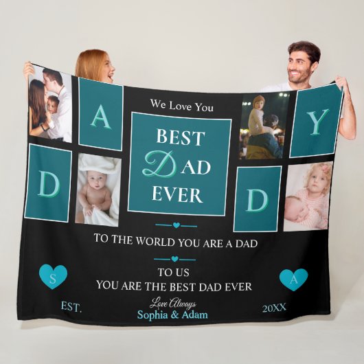 Beste vader ooit Script 4-foto collage fleece Deken (In situ)