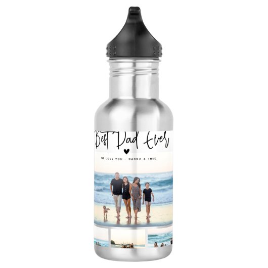 Beste Vader Ooit Script 4x Fotosamenstelling Waterfles (Rechts)
