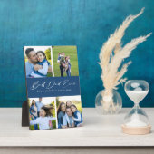 Beste vader ooit script blauw 4 foto collage plaqu fotoplaat (Zijkant)