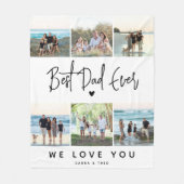 Beste Vader Ooit Script Foto Collage Fleece Deken (Voorkant)