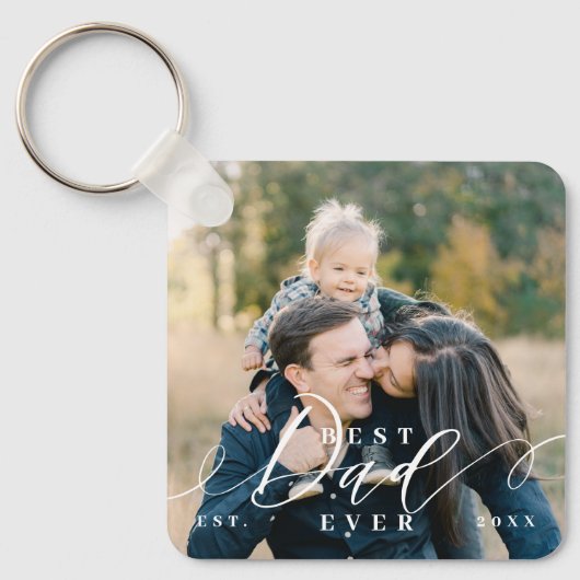 Beste vader ooit script Vaderdag foto Keepsake Sleutelhanger (Voorkant)