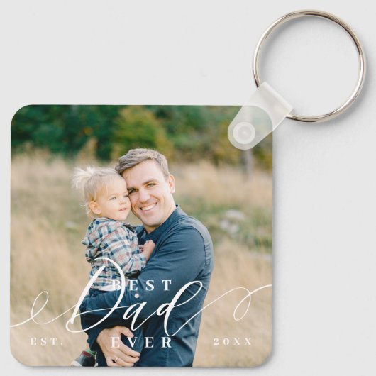 Beste vader ooit script Vaderdag foto Keepsake Sleutelhanger (Achterkant)