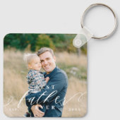 Beste vader ooit script Vaderdag foto Keepsake Sleutelhanger (Achterkant)