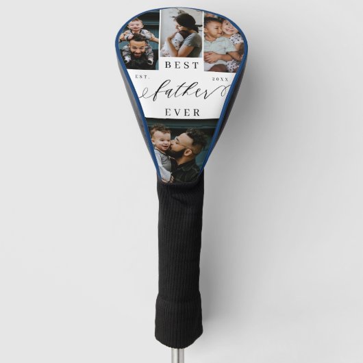 Beste vader ooit script Vaderdag fotocollage Golfheadcover (Voorkant)