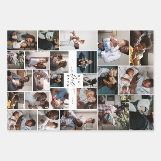 Beste vader ooit script Vaderdag Fotocollage Inpakpapier Vel (Voorkant 3)