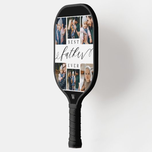 Beste vader ooit script Vaderdag fotocollage Pickleball Paddle (Links)