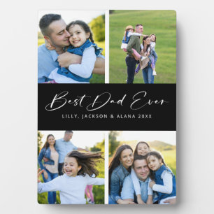 Beste vader ooit script zwart 4 foto collage plaqu fotoplaat