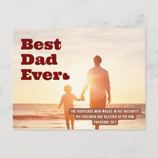 Beste vader ooit Spreuken 20:7 Christelijk Bijbelv Briefkaart (Voorkant)