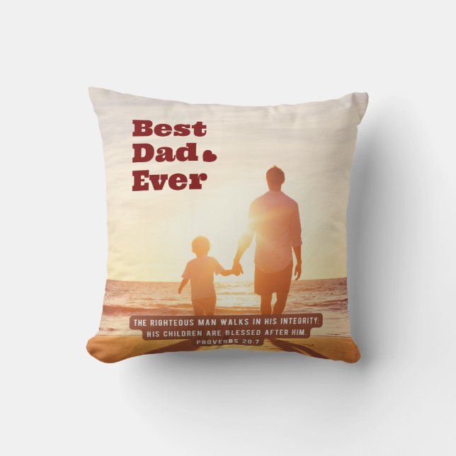 Beste vader ooit Spreuken 20:7 Christelijk Bijbelv Kussen (Voorkant)