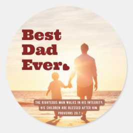 Beste vader ooit Spreuken 20:7 Christelijk Bijbelv Ronde Sticker