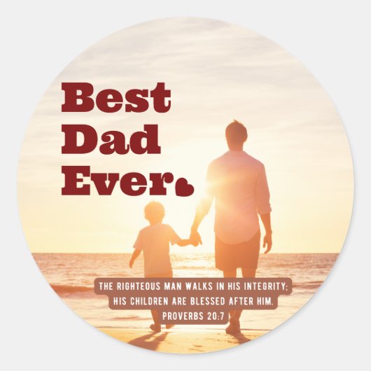 Beste vader ooit Spreuken 20:7 Christelijk Bijbelv Ronde Sticker (Voorkant)