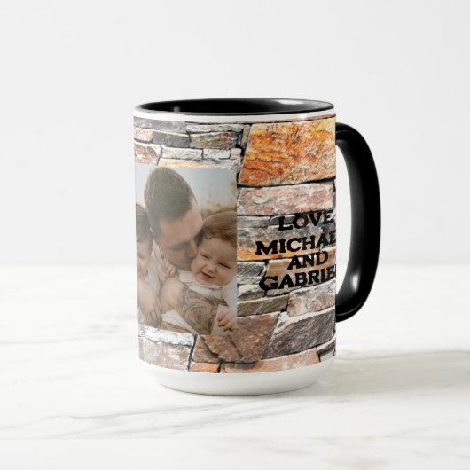 Beste vader ooit steen noodlijdende bakstenen mok (Voorkant rechts)