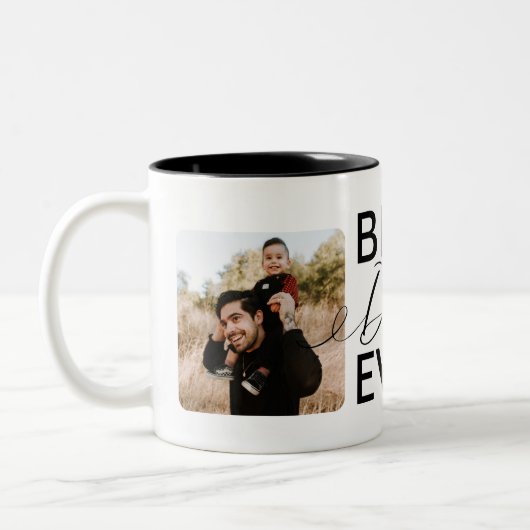 Beste vader ooit twee volledige fotocollage tweekleurige koffiemok (Links)