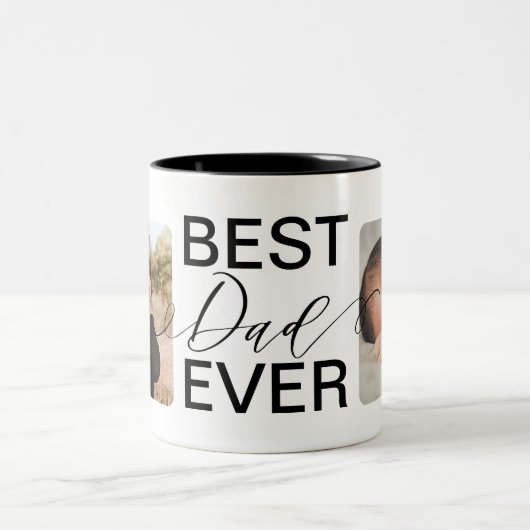 Beste vader ooit twee volledige fotocollage tweekleurige koffiemok (Center)