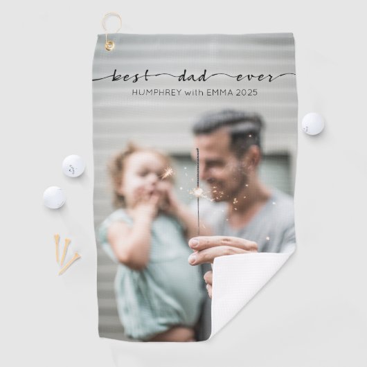 Beste vader ooit Typografie Foto Sjabloon Golfhanddoek (Insitu)