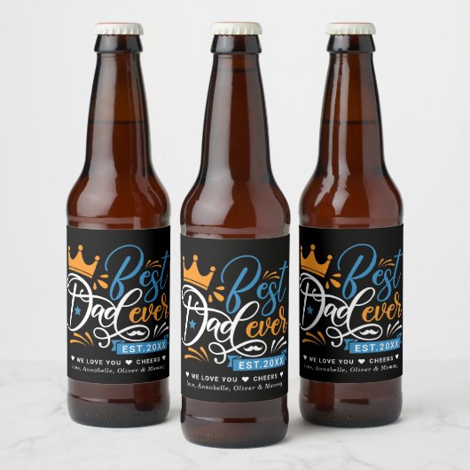 Beste vader ooit Typografie Jaar gevestigd Bier Etiket (Flessen)