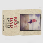 Beste vader ooit Typografie Rustic Beige Foto Golfhanddoek (Horizontaal)