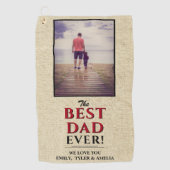 Beste vader ooit Typografie Rustic Beige Foto Golfhanddoek (Voorkant)