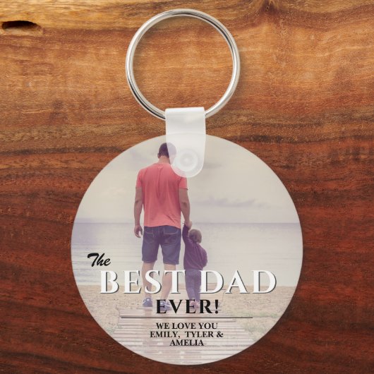 Beste vader ooit Typografie Vader Dag Foto Sleutelhanger (Voorkant)