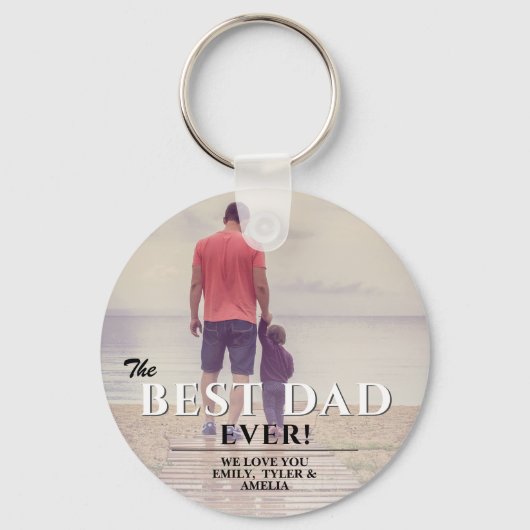 Beste vader ooit Typografie Vader Dag Foto Sleutelhanger (Achterkant)