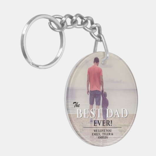 Beste vader ooit Typografie Vader Dag Foto Sleutelhanger (Voorkant Links)