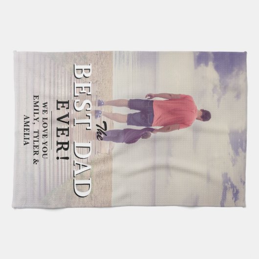 Beste vader ooit Typografie Vader Dag Foto Theedoek (Horizontaal)