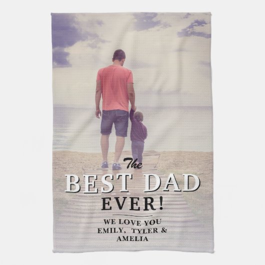 Beste vader ooit Typografie Vader Dag Foto Theedoek (Verticaal)