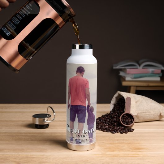 Beste vader ooit Typografie vader Volledige foto Waterfles (Koffie)