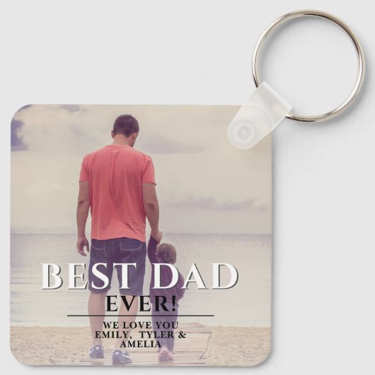 Beste vader ooit Typografie Vader's foto op volle Sleutelhanger (Achterkant)