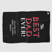 Beste vader ooit Typografie Zwarte Vader Dag Golfhanddoek (Horizontaal)