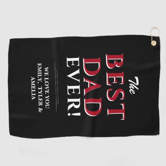 Beste vader ooit Typografie Zwarte Vader Dag Golfhanddoek (Horizontaal)