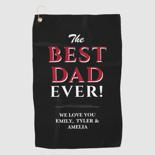 Beste vader ooit Typografie Zwarte Vader Dag Golfhanddoek (Voorkant)