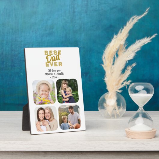 Beste vader ooit vader 4 familiefoto fotoplaat (Zijkant)