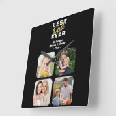 Beste vader ooit vader 4 familiefoto vierkante klok (Hoek)