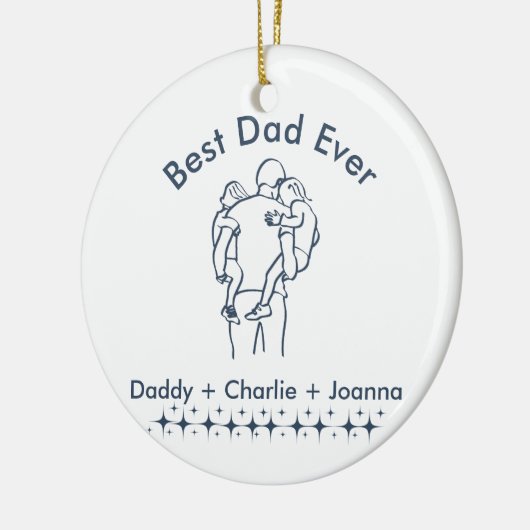 Beste vader ooit, vader die kinderen vasthoudt 1-F Keramisch Ornament (Links)